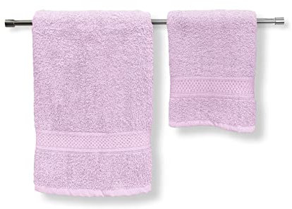 LARA MORADA - Set Asciugamani Bagno Viso E Bidet, 1+1 in Spugna, Tinta Unita, 1 Asciugamano Viso + 1 Asciugamano Ospite, in Morbida Spugna IDROFILA, 100% Cotone 100%, Rosa