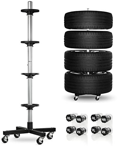 bonsport Felgenbaum für Autoreifen bis 225mm fahrbar - Reifenständer inkl. 8 Reifen Markierer - Reifenbaum mit Rollen belastbar bis 100 kg