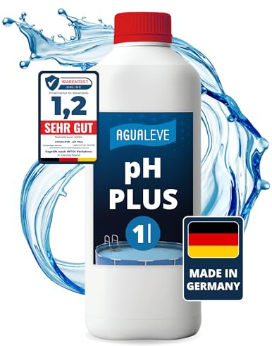 AGUALEVE® pH Plus 1 Ltr. | hebt den pH-Wert punktgenau | für Pools, Aufstellpools, Whirlpools jeder Art und Größe | Markenqualität Made in Germany | mit Note 1,2 getestet