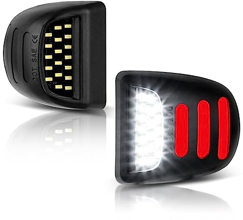 LESAUCE Red OLED Neon Tube LED License Plate Lights Tag Lights Assembly Replacement for Chevy Silverado GMC Sierra 1500 2500 3500 Tahoe Suburban Escalade Yukon XL, 2PCS