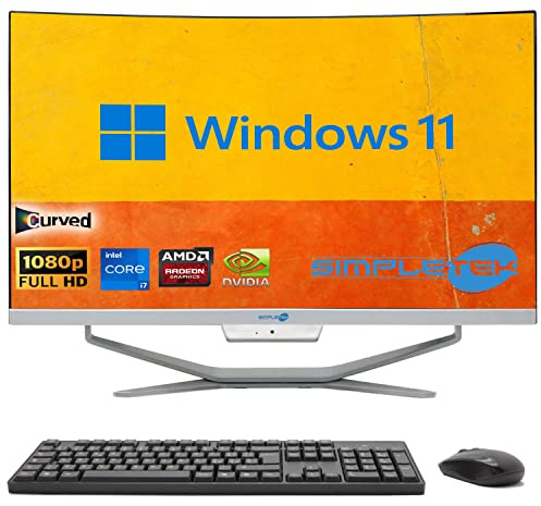 SIMPLETEK - PC All in One Curved Display 24 Core i7 Video Card RX550 4GB Windows 11 | 16GB RAM SSD 960GB | Work, Gaming