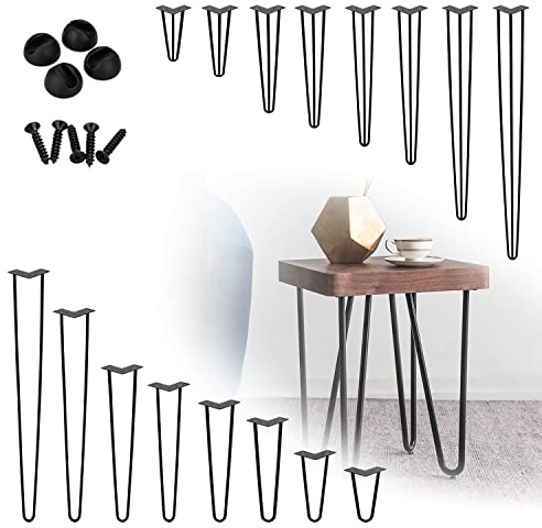 Izrielar 4er Set Hairpin Legs 45CM Haarnadel Tischbeine Metall, Tischkufen Esstisch mit Dreifachstab Freie Bodenschoner und Schrauben Verfügbar in Höhe von 15cm-72cm