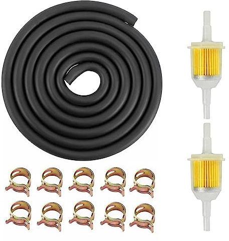 Nizirioo Hochwertiges 1/4 Benzinschlauch Kit: Benzinschlauch 4mm, 2m Kraftstoffleitung, 2x Benzinfilter, 10x Schlauchschellen für Auto/Motorrad/Rasenmäher