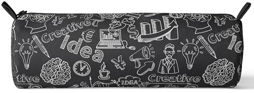 KAÏDENSÏ Astuccio Nero con Zip - Grafica Originale e Creativa - Astuccio Compatto per Penne, Matite, Evidenziatori - Scuola, Università, Ufficio
