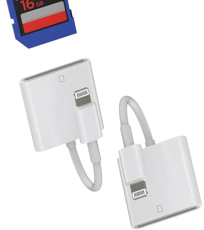 Lot de 2 lecteurs de cartes SD vers jack Lightning - Adaptateur de carte mémoire MFI - Accessoires compatibles avec iPhone 14 13 12 11 Pro Max Mini 8 7 6 Plus X Xs Xr Se iPad Air ip