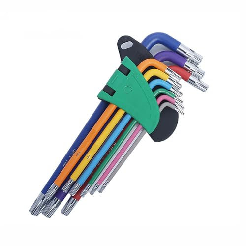 BDJSN Juego De Llaves Allen, Juego De Llaves Torx De 9 Piezas, Juego De Llaves Allen De Color con Codificación De Tamaño con Marca De Tamaño, para Montaje De Muebles, Mantenimiento De Bicicletas