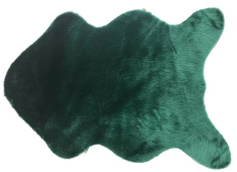 Treer Faux Lammfell Schaffell Teppich, Lammfellimitat Teppich Longhair Fell Optik Nachahmung Wolle Bettvorleger Kunstfell Dekofell Sofa Matte für Kinderzimmer (75 * 120cm,Dunkelgrün)