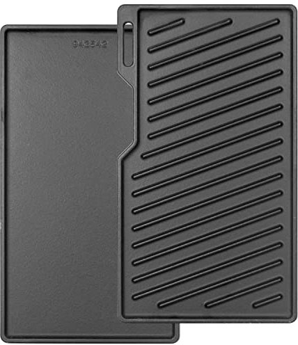 Grihero Gusseisen Grillplatte für allen Burnhard Fred Serie, Plancha Zubehör für Rösle Artiso G2, Burnhard Big Fred, Burnhard Fred JR, Burnhard Fat Fred, Taino Platinum Black 4/6 Serie, 41,5 x 23,5CM