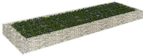 Tino Tech Gabionen-Hochbeet aus Verzinkter Stahl 300x100x20 cm Silber Steinkorb Gabionen Körbe Hochbeet Pflanzen Gartenmauer Gabione aus Metall Garten Gabione Pflanzenwand Gabionen Gitter