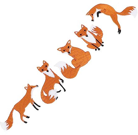 NUOBESTY 5stücke Teiliges Foxes Stickerei Aufnäher Bügelflicken Für Kleidung Jeans Taschen Vielseitige Reparatur Dekorationspatches Leicht Und Einfach Zu Befestigen Für Diy Modegestaltung