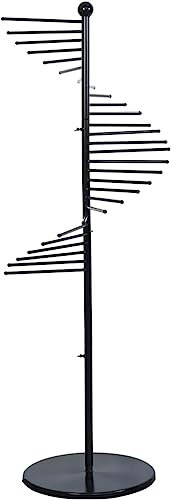 DETMOL Bodenstehender Spiral-Kleiderständer,Metall-Schal-Aufhänger mit 28 Aufhängestangen,gewerblicher Bekleidungs-Einzelhandelsladen,Krawatten-Seidenschal-Gürtel-Aufbewahrungsständer,platzsparende