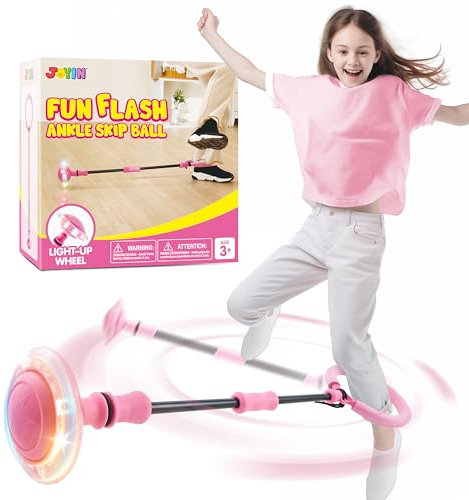 JOYIN Blinkender Springring Fußkreisel Kinder,Faltbarer Ankle Skip Ball, Sport Sprungball,Swing Wheel mit Lichtrad,Flash Jumping Ball Drinnen &draußen,Geschenke mädchen5 6 7 8 9 10 11 Jahre