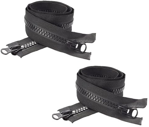 Teilbarer Reißverschluss, 2 Stück Trennende Jacke Reißverschlüsse, Doppelkopf Reissverschluss Zipper, Reißverschluss in Schwarz 75cm für Jacken Taschen Bettwäsche