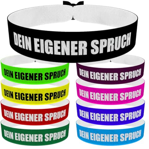 Dein eigener Spruch Stoffarmband schwarz - Anpassbare Stoffarmbänder - Personalisierte Armbänder - Langlebig & wasserfest - Geschenkarmbänder für Freunde & besondere Anlässe