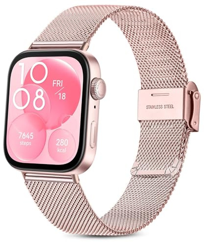 Issinlky Metallband för Huawei Fit 3/4/4 Pro/5, Rostfritt stålarmband för Huawei Fit 3/4/4 Pro/5 Herren Damen