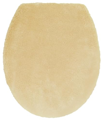 WC Deckelbezug Flausch Klodeckelbezug WC Bezug Toilettenbezug Gummizug beige