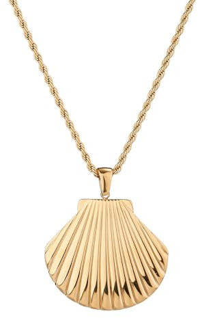 Mikovivi Goldfarbene Muschelkette für Damen, Schlichte Vergoldete Halskette, Zierliche Goldkette Muschelkette Muschelschalenkette Goldschmuck für Damen und Mädchen Geschenkdekoration