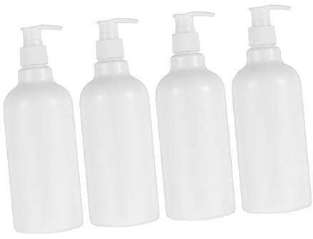 WOONEKY 4pezzi Bottiglie Dosatrici Con Pompa Bianche Riutilizzabili Per Shampoo Sapone Liquido e Lozioni Corpo Dispenser Vuoti Sicuri e Durevoli Per Bagno e Viaggio