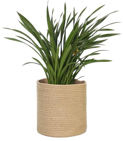 MEGASKET Cesta tejida de yute para plantas, maceta de mimbre para maceta de 10 pulgadas, cubierta redonda para macetas de árbol para interiores y exteriores, organizador de almacenamiento bohemio
