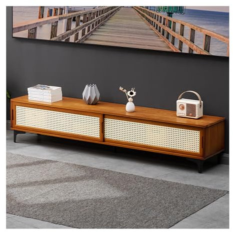 Genérico Mueble de TV para Sala de Estar de Gran Capacidad, Soporte de TV con gestión de Cables, Mueble de TV con Puerta corrediza de Rejilla, Consola Multimedia, para Dormitorio y Sala de Estar (Col