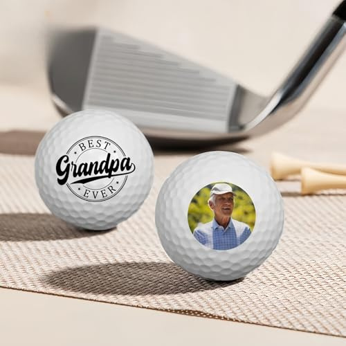 Drawelry Personalisierte Foto Golfbälle Dekoration mit 3 Bällen Individuelle Bild Text Golfball Heim Dekor Ornamente Kreative Geschenke für Frauen, Männer, Familie, Paare, Eltern, Kind (Bester Opa)