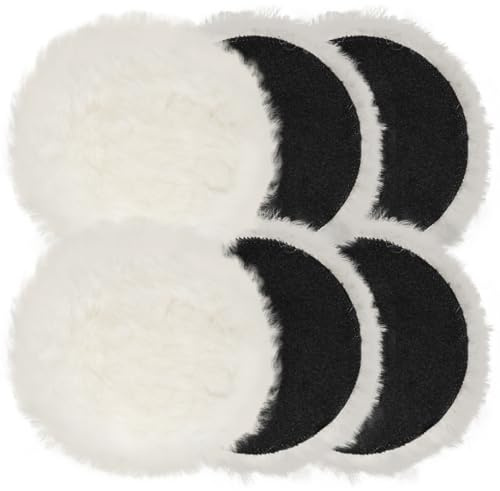 Polieraufsatz Kompatibel mit Bosch Exzenterschleifer, BESPOTCL 6PCS 125mm Lammwolle Polierscheiben Polierpads Polierhauben für Exzenterschleifer mit Klett für Auto, Autoscheinwerfer, Korkböden usw.