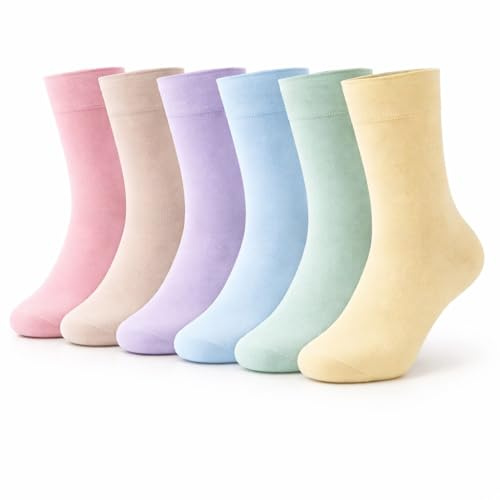 ITRAT® 6 Pairs Womens Ladies Non Elastic Diabetic Socks Easy Grip Loose Soft Top Cotton Socks For Swollen Feet Odema FrIendly Uk Size 4-8