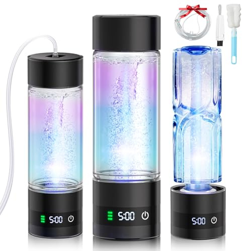 Botella de agua de hidrógeno mejorada 2025 6.0【Certificado UKCA - 5000 PPB】Botella de agua hidráulica 100% a prueba de fugas 【Bloqueo de hidrógeno de 8 horas】La tecnología PEM/SPE produce agua de