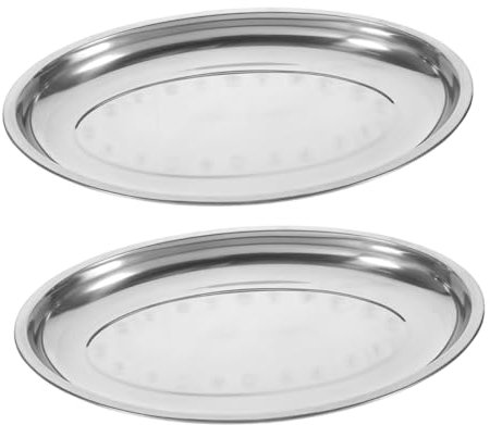 LAPYAPPE 2pièces Assiette à Nourriture Acier Inoxydable Plat à Collation Assiette à Pâtisserie Élégant Récipient Alimentaire Portable Plateau De Service