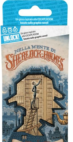 Asmodee Unlock! Short Adventures - Nella Mente di Sherlock Holmes, Gioco da Tavolo di Enigmi, 10+ Anni, 1-6 Giocatori, Edizione in Italiano