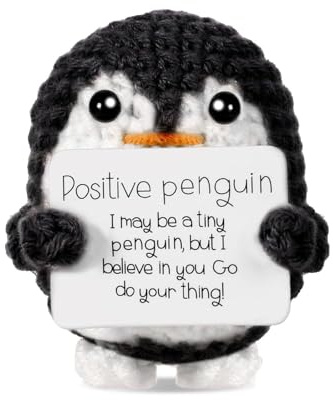 Sitbfoam Regalo positivo con pinguino, 2,6 pollici, mini pinguini con biglietto, regalo per la pazienza, regalo per fidanzata (penguin nero)