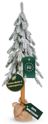 TreesHouse Weihnachtsbaum Uppsala Klein 80cm, FSC-Holzständer, Schnee-Optik | Tannenbaum, künstlich, dichte Nadeln, naturgetreu, platzsparend, hergestellt in der EU