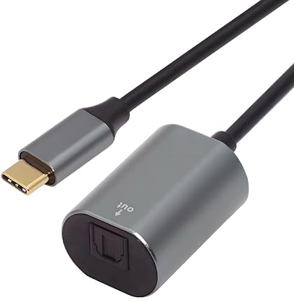 NFHK Typ-C auf SPDIF Toslink Optische Audiobuchse Opt USB-C Stecker auf Digital Optical Fiber Optic Sound Interface Buchse Adapterkabel für Laptop Desktop (20 cm)