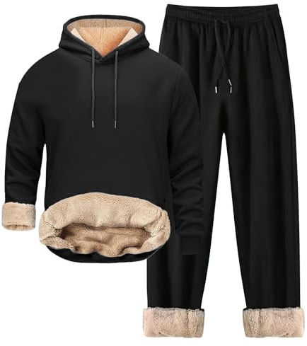 Tuta Completa Uomo Felpa Con Cappuccio E Pantaloni Da Lavoro Tuta 2 Pezzi Invernale Garzato Termica Completo Sportivo Pesante Tute da Ginnastica in Pile Comode Casual Set Di Abbigliamento Tracksuit