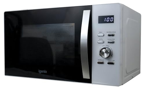 Igenix 25L 850W 3-in-1 White Combination Microwave Oven with Stainless Steel Cavity & Air Fry Function – 1200W Grill & 2200W Convection Power, 8 Auto Cook Programmes, 60-Min Timer - IGMC02580W