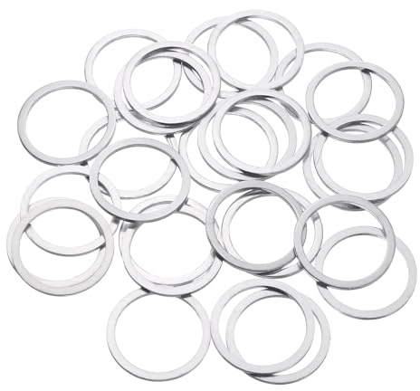 QUARKZMAN 100 Piezas Arandelas Planas M22, Juntas Sellado Redondas Aluminio 27mm 1.5mm Grosor Espaciadores Planos Para Tornillos Accesorios Reparación Maquinaria, Color Plateado