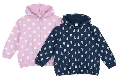 Prénatal, 2 Felpe Bambina con Cappuccio e Pratica Chiusura a Zip, Diverse Fantasie