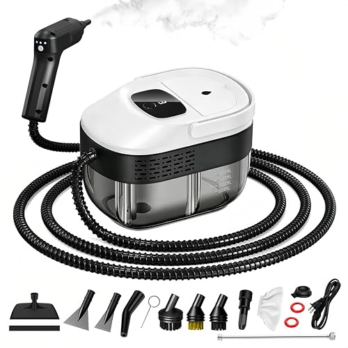Portable Steam Cleaner for Home and Car, 15s Heat-Up, 15Pcs Accessories