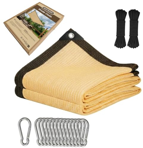 KOETBURG Filet Ombrage 3x4m Beige - Toile Haute Densité, Taux Ombrage 95% - Voile Rectangulaire avec Mousquetons & Corde 20m pour Serre, Jardin, Terrasse, Plantes