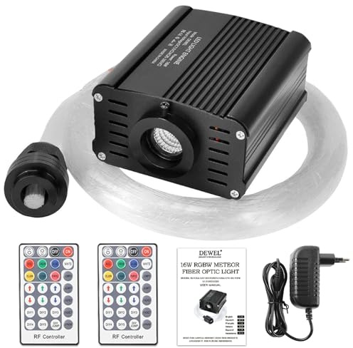 DEWEL Sternenhimmel Auto Glasfaser Licht für Decke 16W RGBW 450PCS | Fernbedienung, Glasfaser Licht für Schlafzimmer, Hochzeit, Weihnachten, Esszimmer, Heimdekorationen, Party, Pools, KTV, DISCO