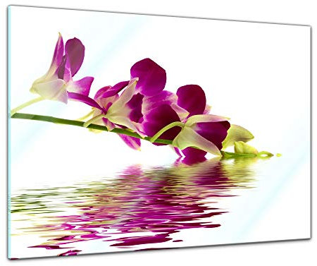 Glasbild - Orchidee IV - 60 x 40 cm - Deko Glas - Wandbild aus Glas - Bild auf Glas - Moderne Glasbilder - Glasfoto - Echtglas - kein Acryl - Handmade