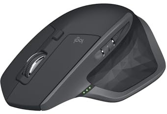 Logitech MX Master 2S Wireless Mouse, Multi-Device, Bluetooth or 2.4GHz Wireless with USB Unifying Receiver, 4000 DPI Any Surface Tracking, 7 Buttons, Fast Rechargeable, Laptop/PC/Mac/iPad OS - Black