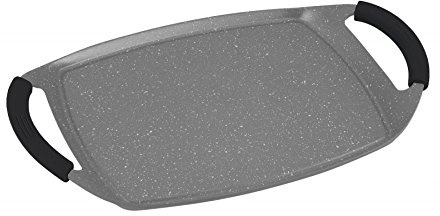 Plancha grill de induccion 47cm con revestimiento de piedra gris antiadherente