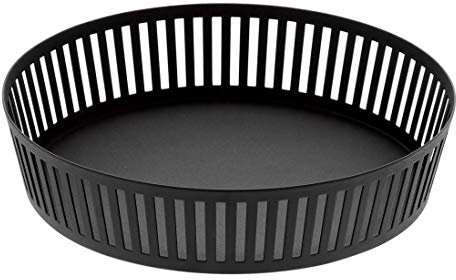 Yamazaki 3814 TOWER Breiter Obstkorb, schwarz, Stahl, minimalistisch, 25 x 25 x 5.5 cm