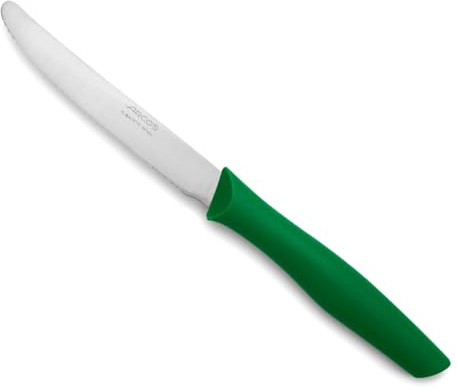 Arcos Serie Nova Caja 36 uds Cuchillo Mesa, Hoja Serrada de Acero Inoxidable de 110 mm, Mango de Polipropileno Color verde (36 UDS)