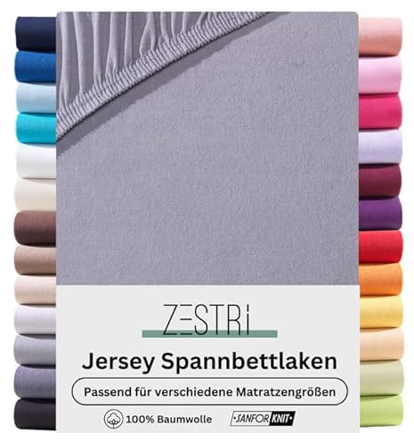 Zestri Boxspringbett & Wasserbett Spannbettlaken | Spannbetttuch für 180x200 bis 200x200 cm | bis 40 cm Steghöhe | Grau | Stoffgewicht 135g/m² | ÖKO-TEX Made IN Green