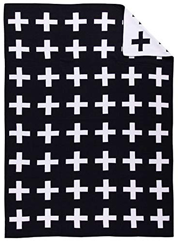 Strickdecke Babydecke Kuscheldecke,Odot Kinderwagen im Freien Kinderdecke Krabbeldecke Perfekt für Mädchen und Jungen Baby (90cm x 110cm,Schwarz und weiß)
