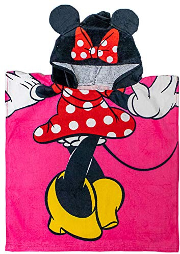 Jay Franco Disney Minnie Mouse Kids Bath/Pool/Beach Hooded Poncho - Super Soft & Absorbent Cotton Towel, Measures 22 x 22 Inches