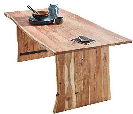 SAM Esszimmertisch 160x85 cm Henry, Akazienholz massiv & naturfarben, Baumkantentisch mit Holzgestell, Tischplatte 26 mm
