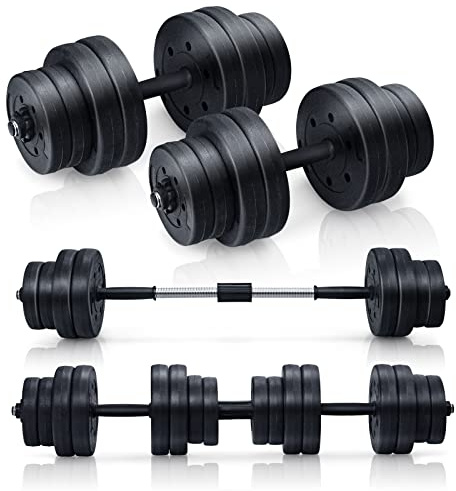 GYMAX 30 kg Hantel-Set, verstellbares Hantel-Set mit Verbindungsstange, Körpertraining, Gewichtheben, Trainingsgerät für Heim-Fitnessstudio